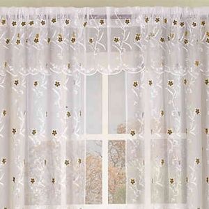 TWO Aster Sheer Sable Embroidered Valances